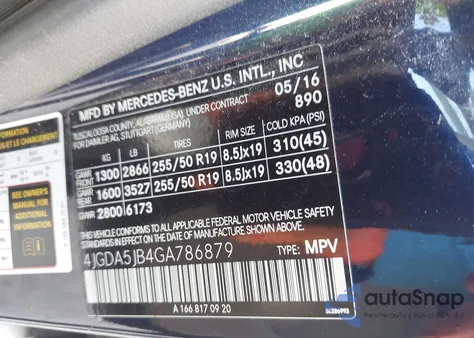 2016 Mercedes-Benz Gle 350 from USA, damaged, VIN 4JGDA5JB4GA786879